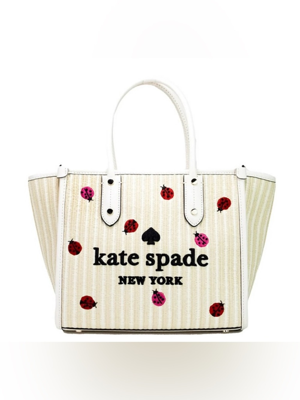 kate spade Cream Tote with Red & Pink Ladybug Motif